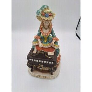 Vintage Madame Harpsichord Melody In Motion Figurine 1987 Music Box Seiji Nakene